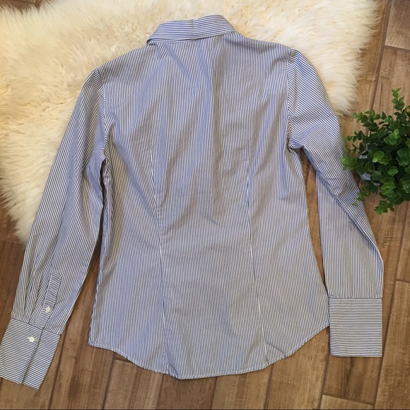 J. Crew | striped ruffle tuxedo button down shirt - Picture 5 of 5